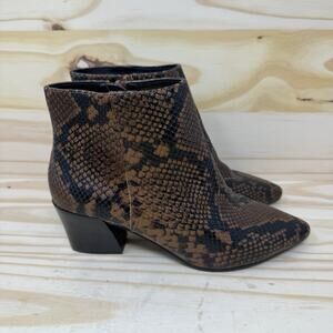 KENSIE Womens Chestnut Snake Brown Snake Print Leticia Leather Booties 6.5 M